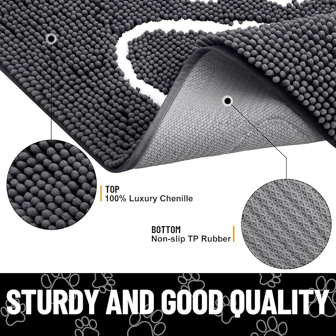 Smiry Dog Door Mat for Muddy Paws, Absorbent Dirt Trapper Non Slip Quick Dry