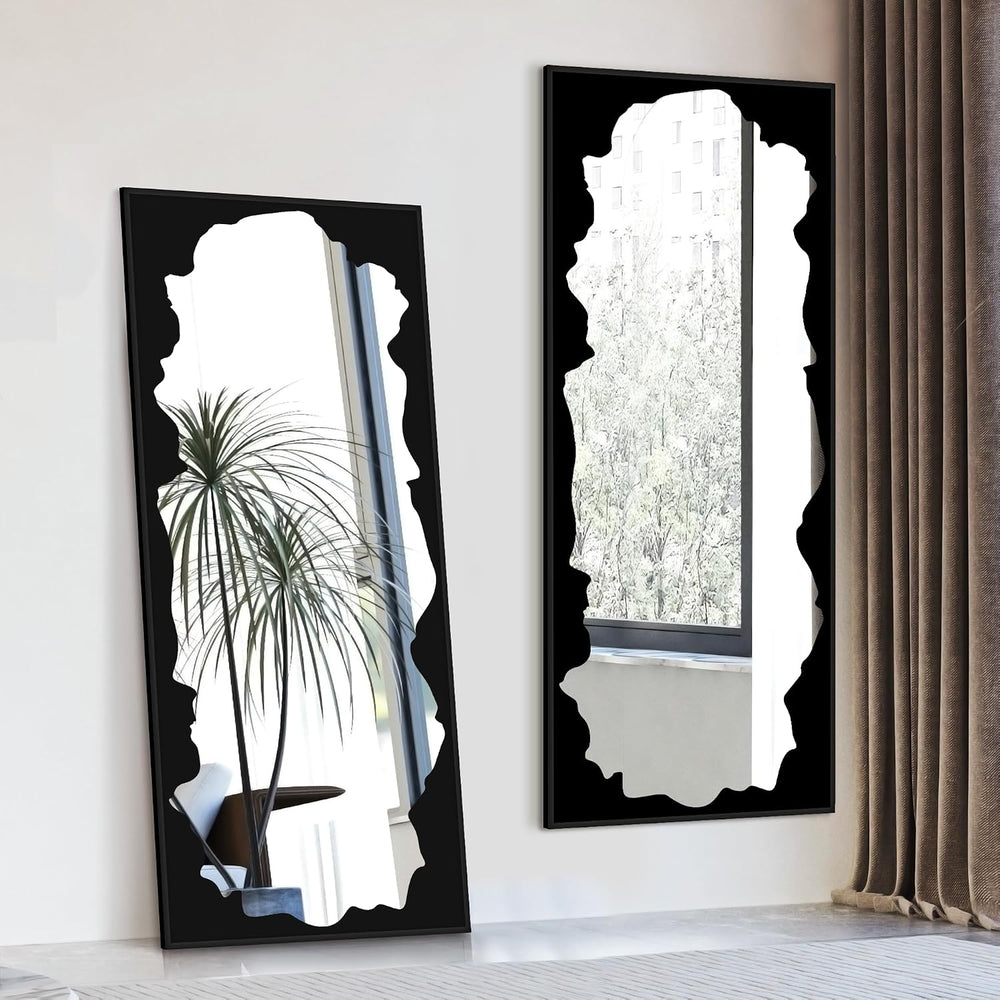 Full Length Mirror for Wall, 70"x30" Black Abstract Wall Decor Mirror