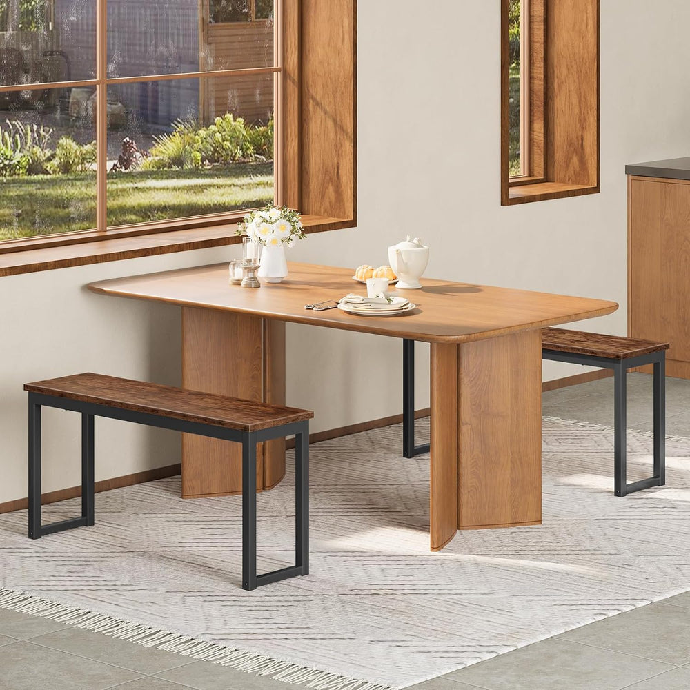 HOOBRO Dining Benches, Pair of 2 Industrial Style Indoor Benches, Durable Met...