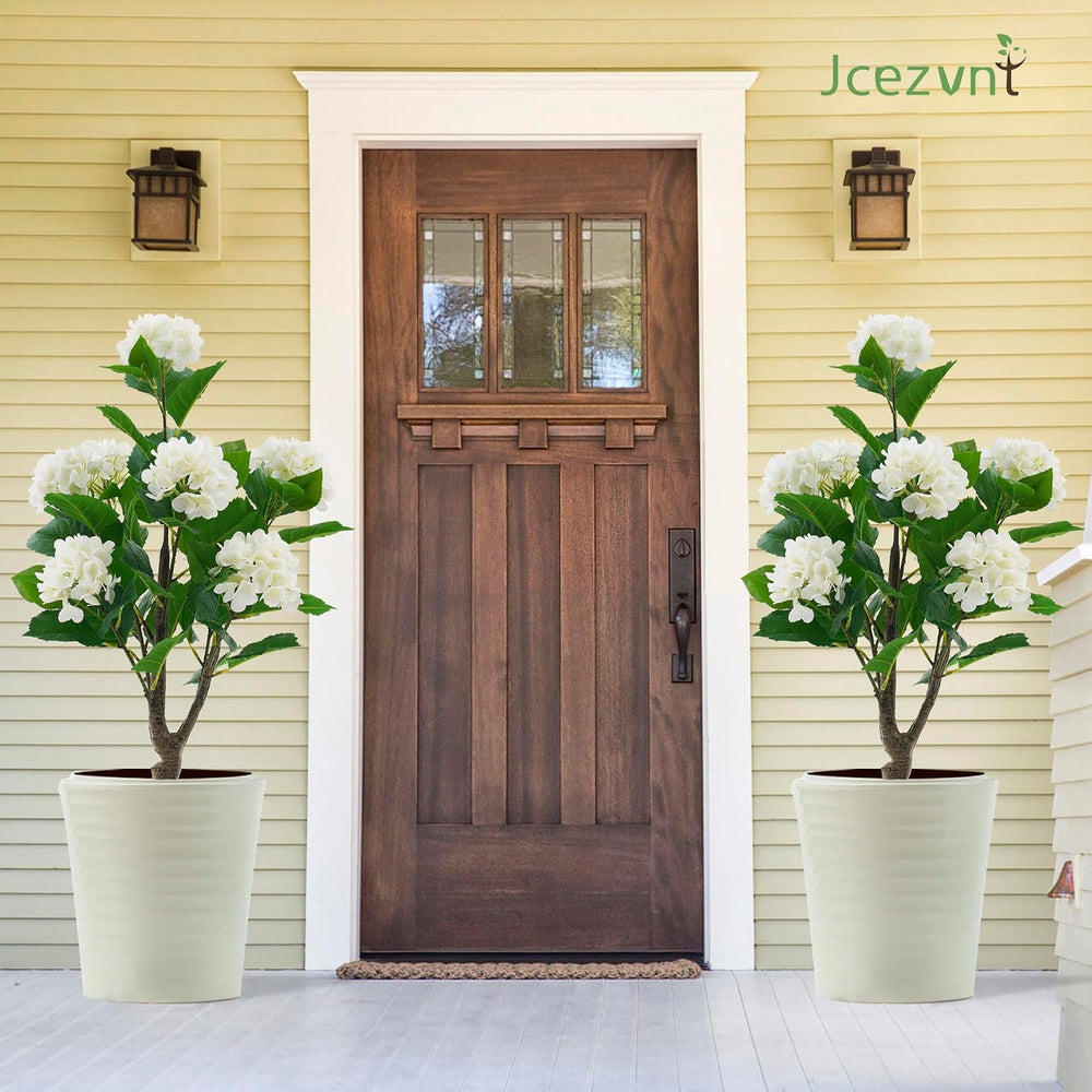 Artificial Hydrangea Tree 2 Pack, 3FT Faux Hydrangea Plant in Pot with White ...