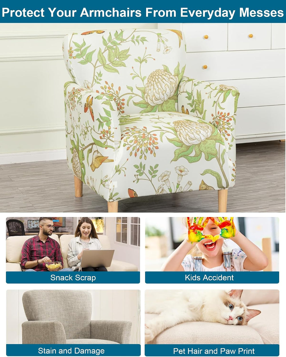 CRFATOP Stretch Accent Chair Covers for Living Room Office, with Arms,B56