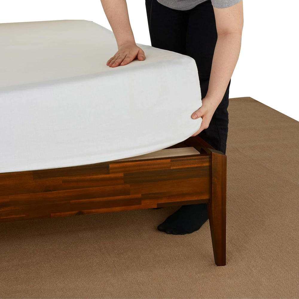 Bme Dinkee 15-Inch Solid Wood Queen Platform Bed Frame - Japanese Joinery, Mi...