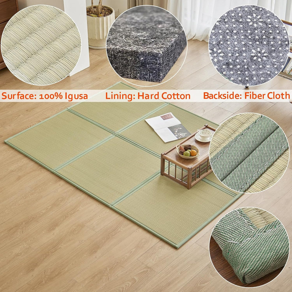 Natural Rush Grass Floor Tatami Mat,Queen, 79" x 59" x 0.5"