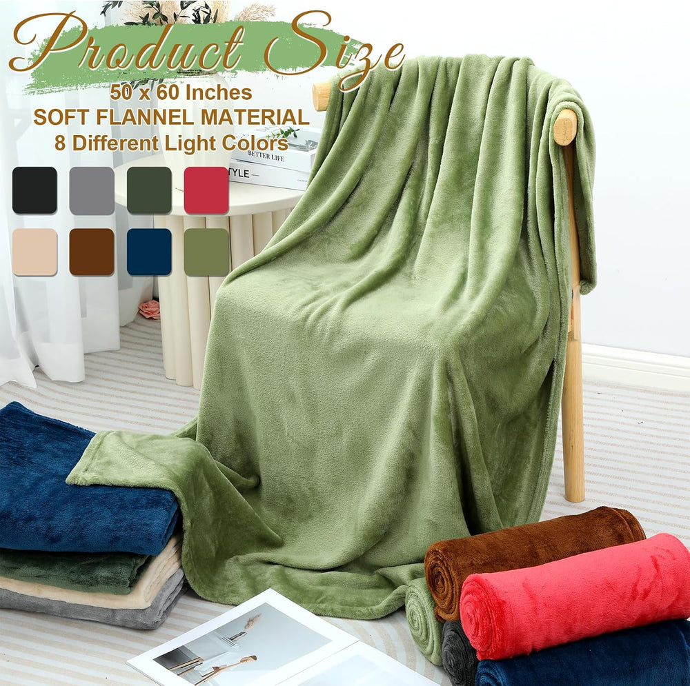 8 Pcs Flannel Fleece Throw Blanket Bulk 50 x 60 in Soft Fleece Throw Blankets...