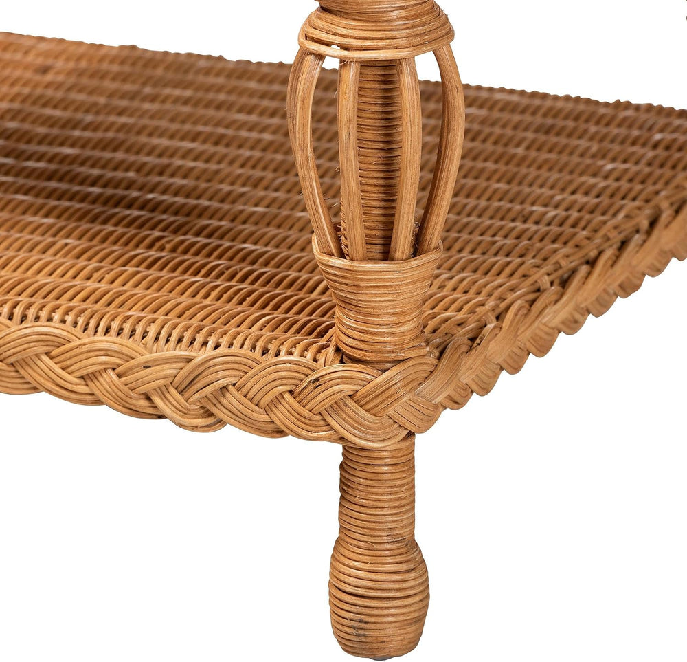 Bali & pari Dolby Natural Rattan End Table - Handwoven Wicker Side Table ...