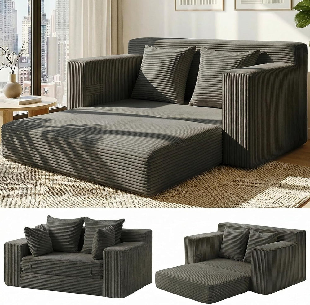 Convertible Sofa Bed, 5 in 1 Small Boneless Couch Pull Out Loveseat Sleeper S...