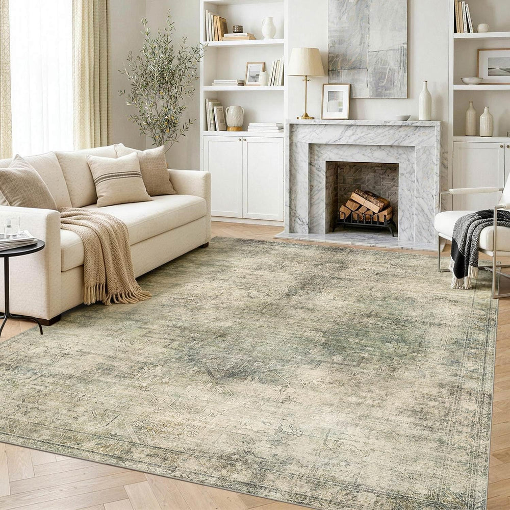 Green Rugs for Living Room Vintage Washable 6x9 Area Rug Bedroom