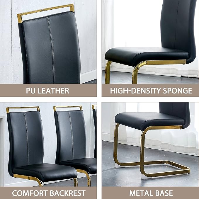 AZmac Modern Leather Dining Chairs Set of 4,Armless Kitchen Chairs,Dining Roo...