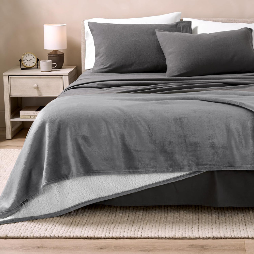 Bare Home Sherpa Fleece Blanket (Twin/Twin XL, Grey)