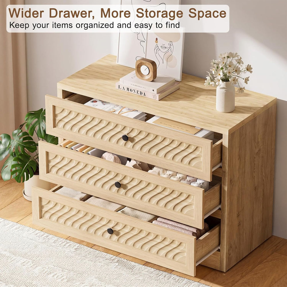 Wooden 3 Dresser for Bedroom, 31.3" Wide Chest of Drawers