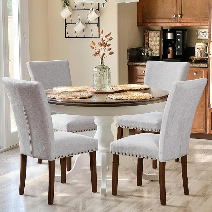 COLAMY Upholstered Parsons Dining Chairs Set of 4, Fabric Dining Room Kitchen...