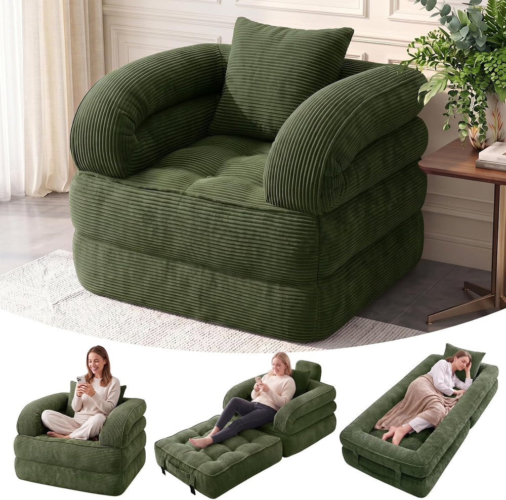 Folding Sofa Bed, 3-in-1 Convertible Sleeper Chair Bed with Pillow