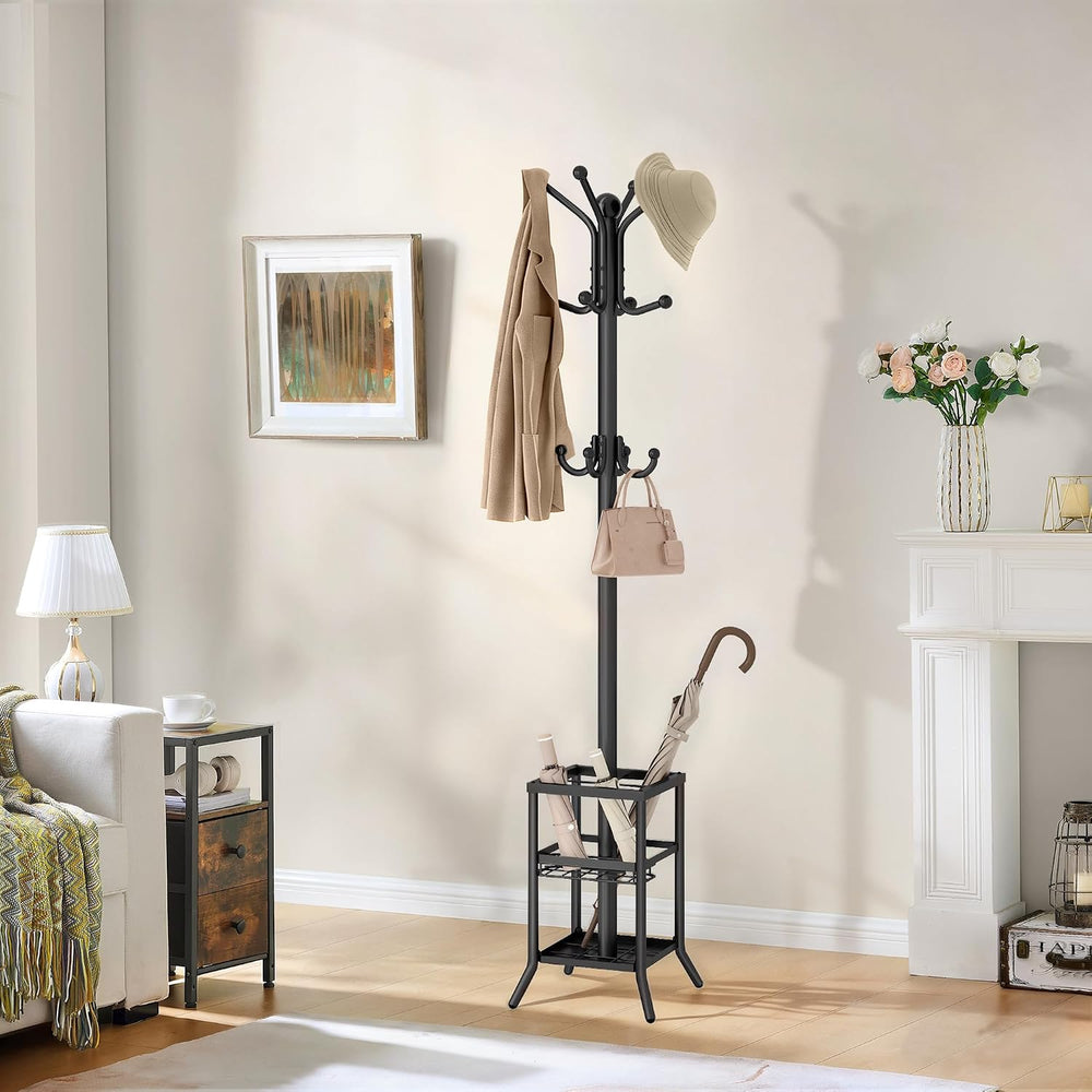 FAVOOSTY Coat Rack Freestanding,Coat Rack Stand with Umbrella Holder,Metal Co...