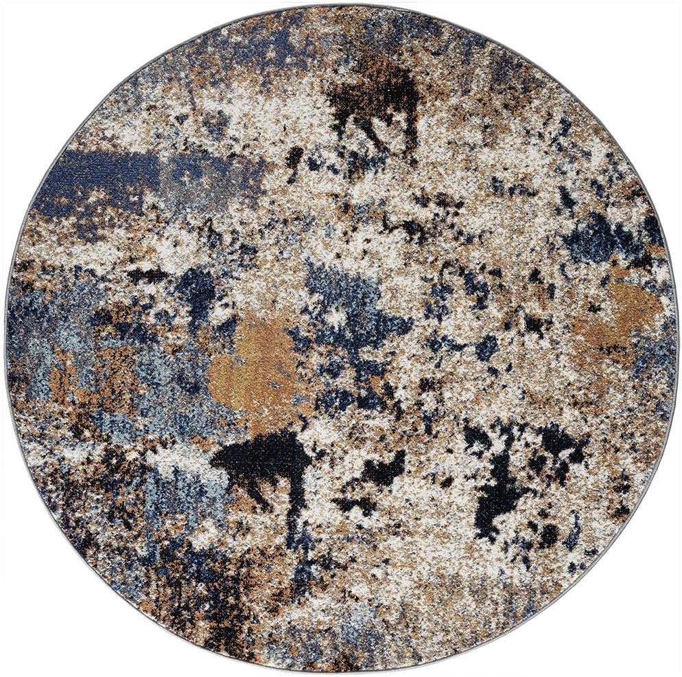 Keen Home Design Abstract Non-Shedding Rug, Soft Thick Pile, 5 ft Round