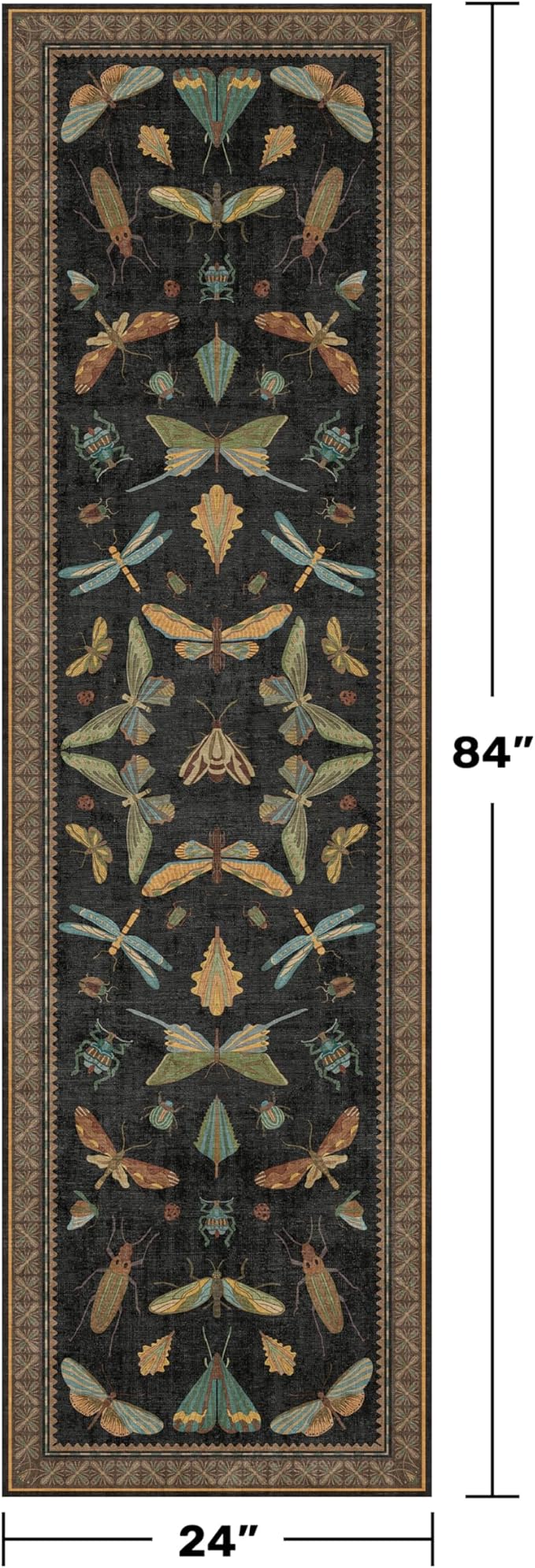 2x7 Black Non Slip Entryway Runner Rug, Boho Washable Runner