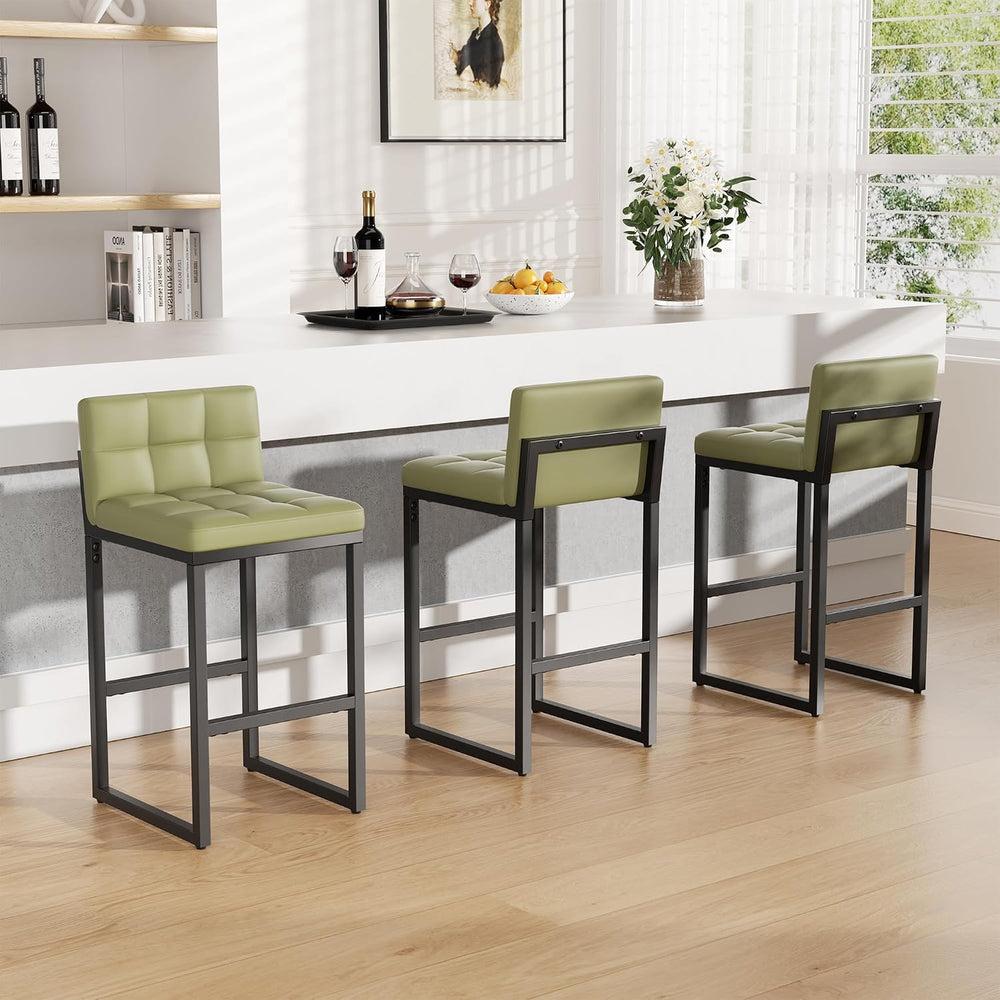 Bar Stools Set of 5, Modern Counter Height Bar Stools, Green