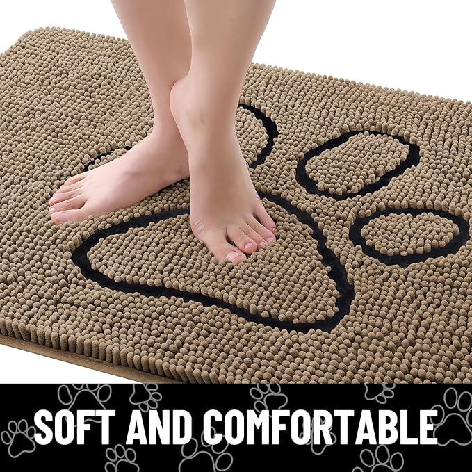 Smiry Dog Door Mat for Muddy Paws, Absorbent Dirt Trapper Non Slip Quick Dry