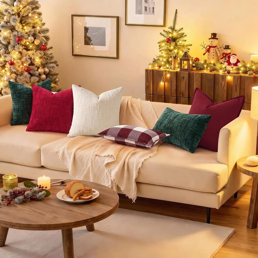 decorUhome Christmas Textured Chenille Throw Pillow Covers 26x26 Set of 2