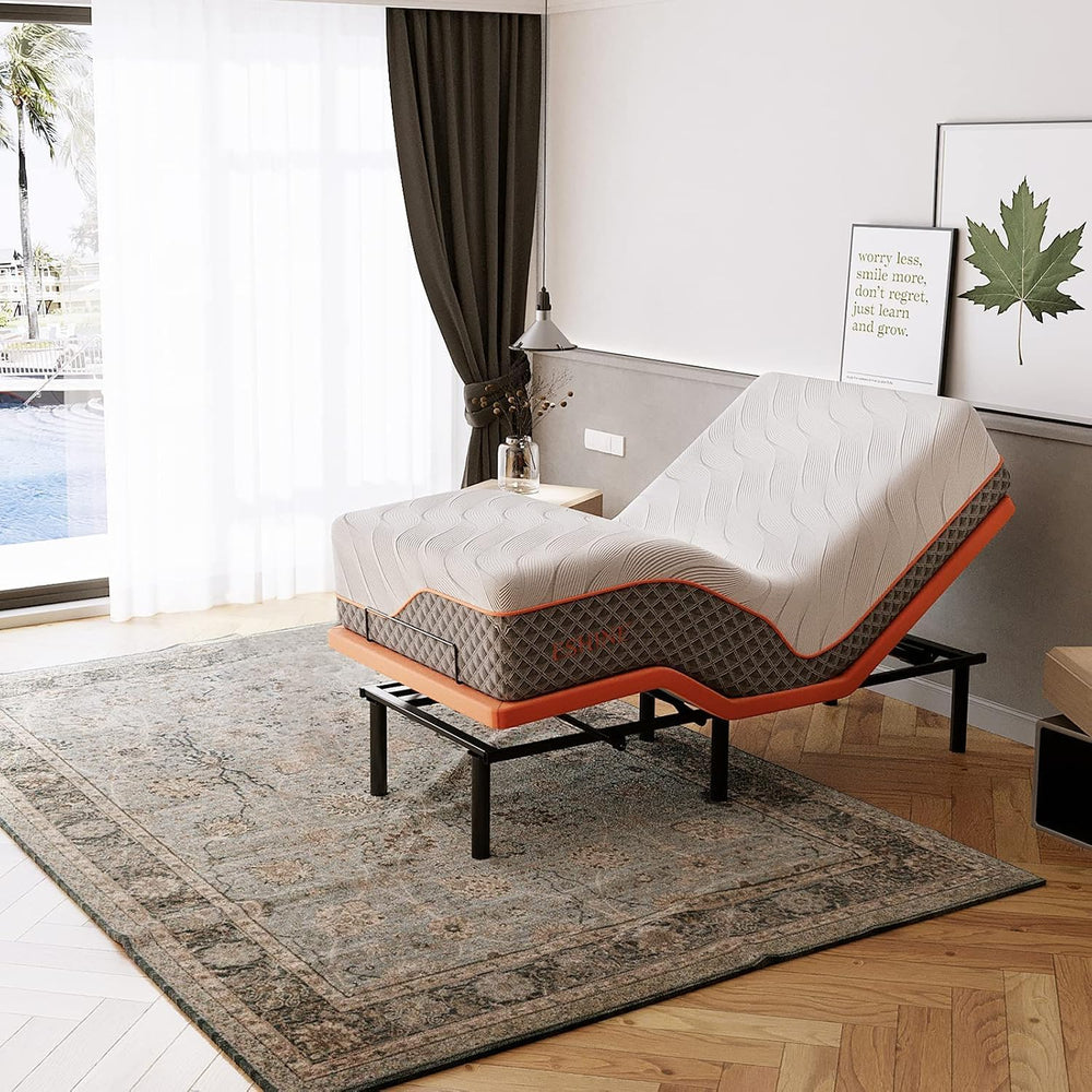 ESHINE Adjustable Bed Frame with 14" Hybrid Mattress Twin XL - Zero Grav...