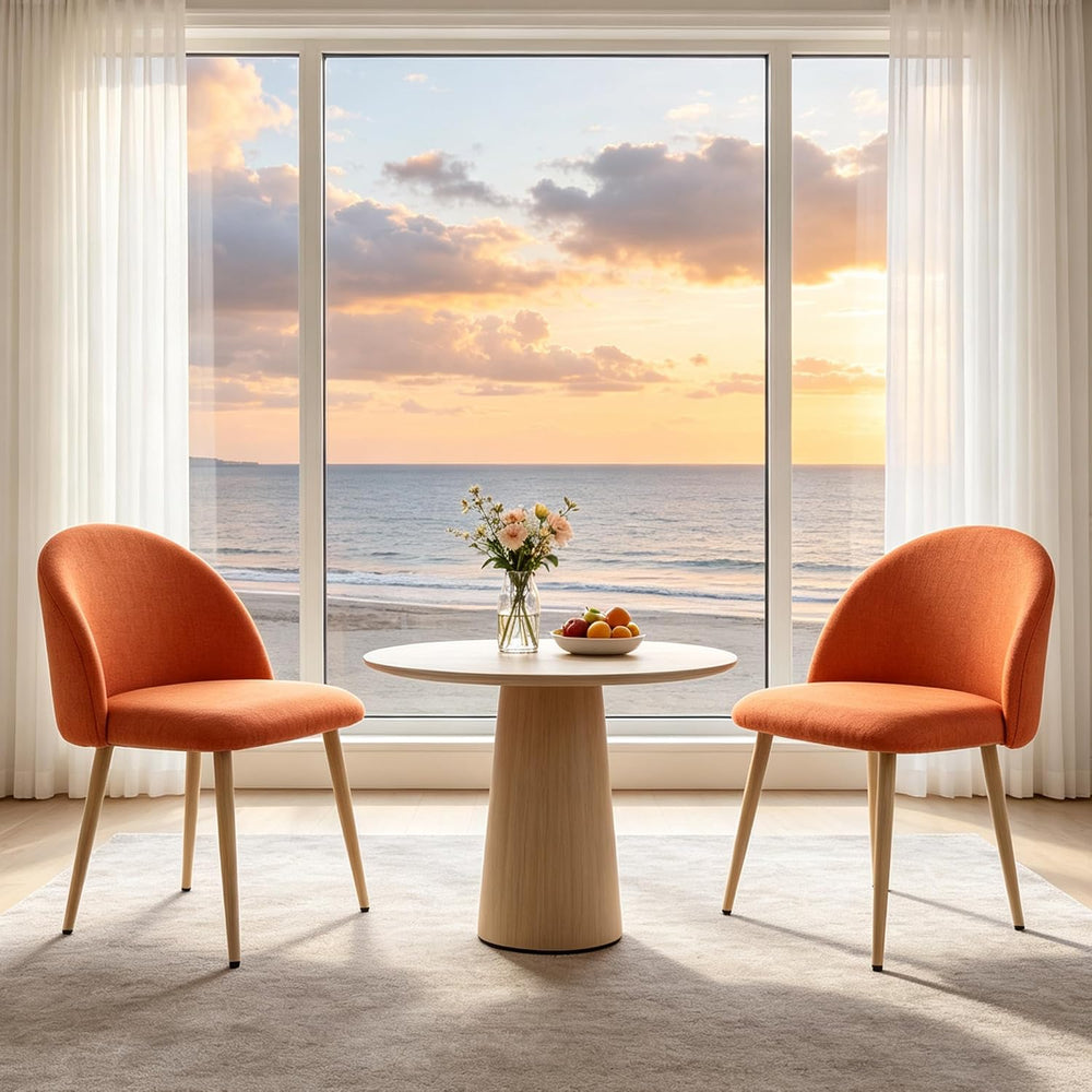 Lightdot Linen Fabric Dining Chairs Set of 2, Accent Chairs Kitchen Chairs