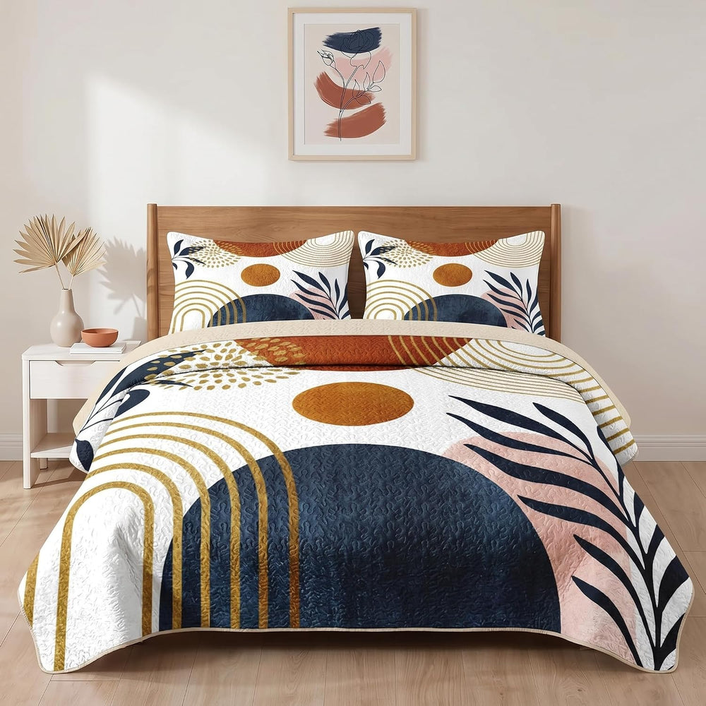 Pamnest King Quilt Set, 3 Pieces Gold Yellow Bedding, Bedspread