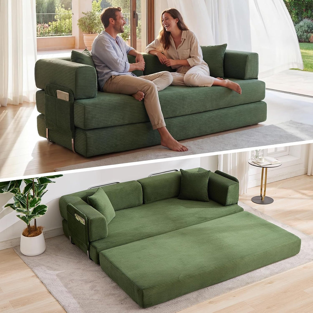 5-in-1 Convertible Sleeper Sofa Bed, 79" Loveseat Boneless Couch
