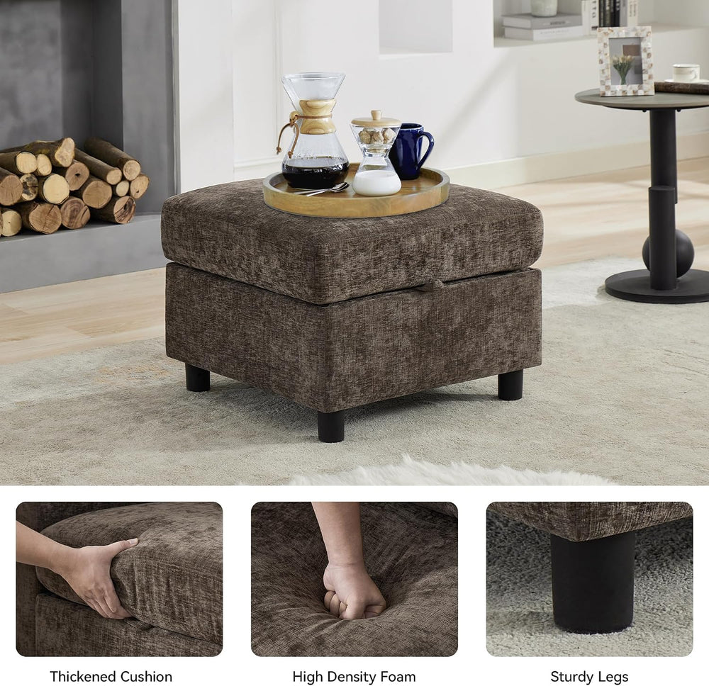 WUTUTUEE 25'' Square Storage Ottoman Module for Modular Sectional Sof...