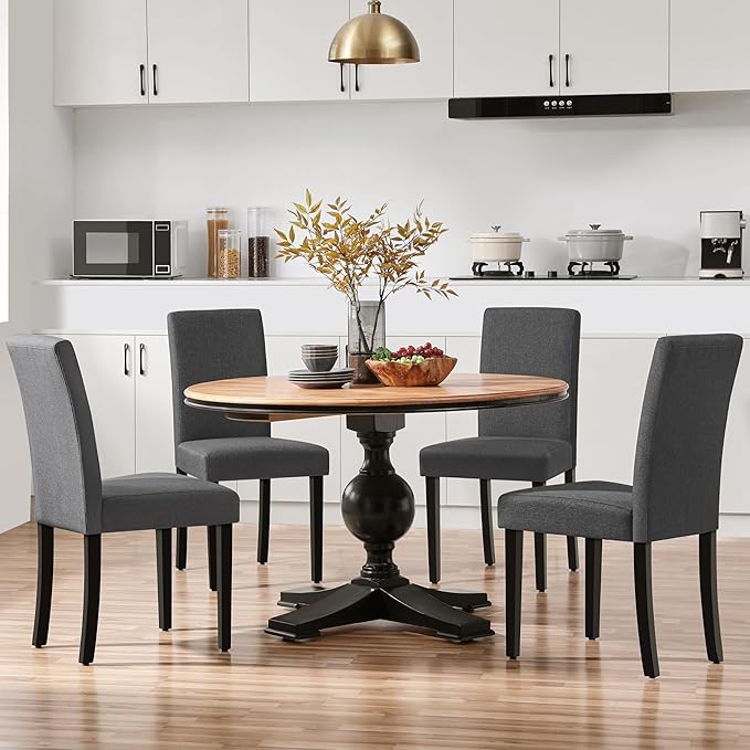 Yaheetech Dining Chairs Set of 4 Fabric Parson Upholstered Kitchen Chairs wit...