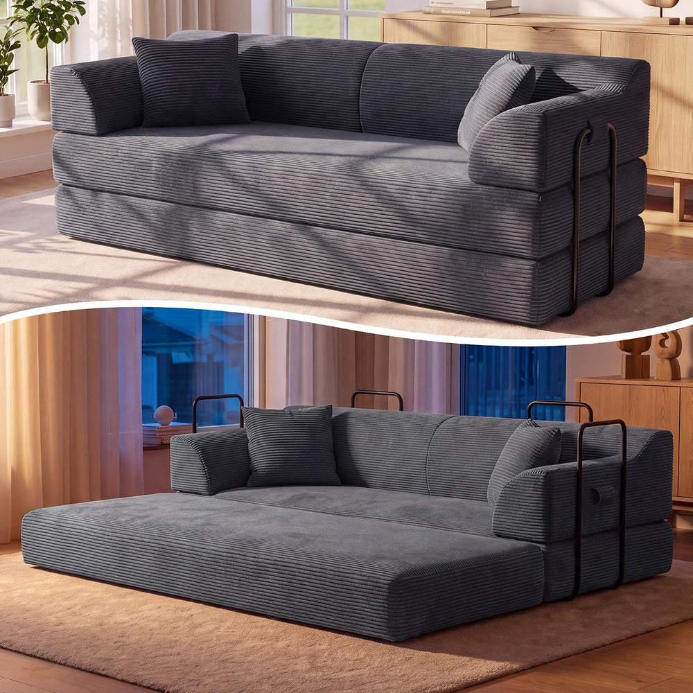 79'' Futon Sofa Bed, HighโBack Boneless Couches for Living Room