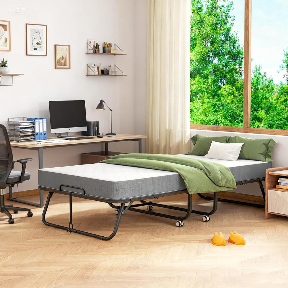 Pataku Folding Bed with Mattress, 75"x31" Roll Away Frame, 5" ...
