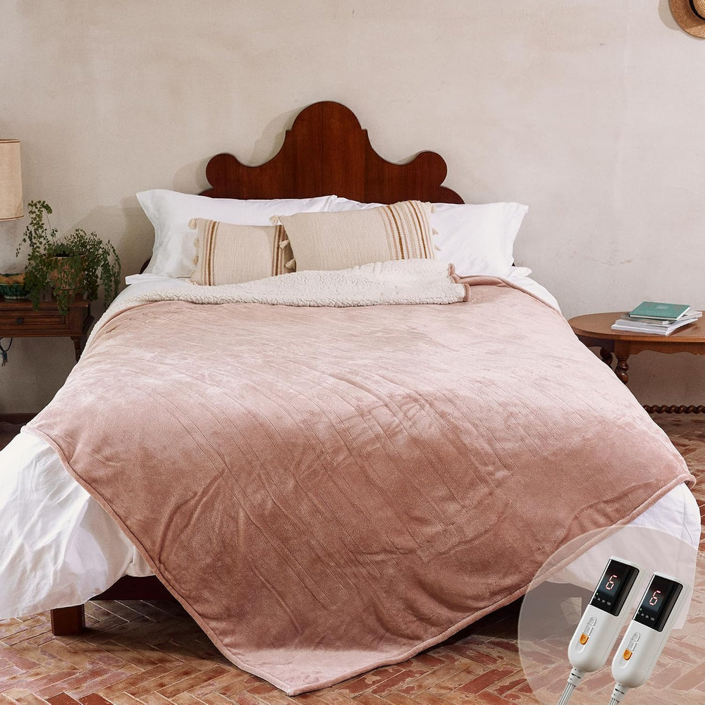 GOTCOZY Heated Blanket-Soft Plush Electric Blanket King Size(Rose Dust)