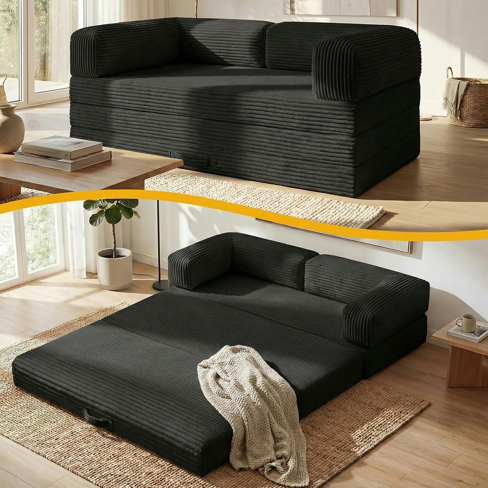Erament Futon Sofa Bed, Convertible Tri-Folding Mattress Foldable Mattress wi...