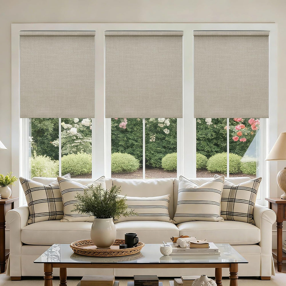 Blackout Roller Shades for Bedroom Window Cordless Free-Stop Blinds with Vala...