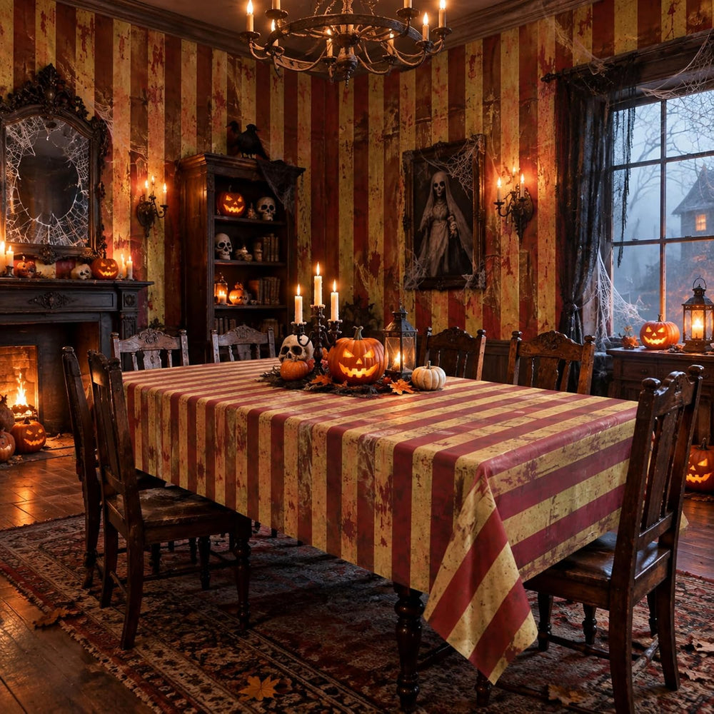 Dandat 100 ft Creepy Carnival Tablecloth Roll Halloween Bloody Backdrop