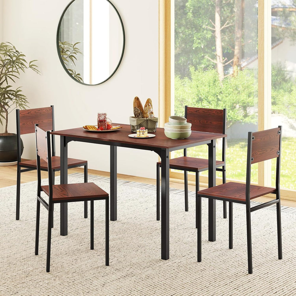 Giantex Dining Table Set for 4, 5-Piece Modern Kitchen Table and Chairs with ...