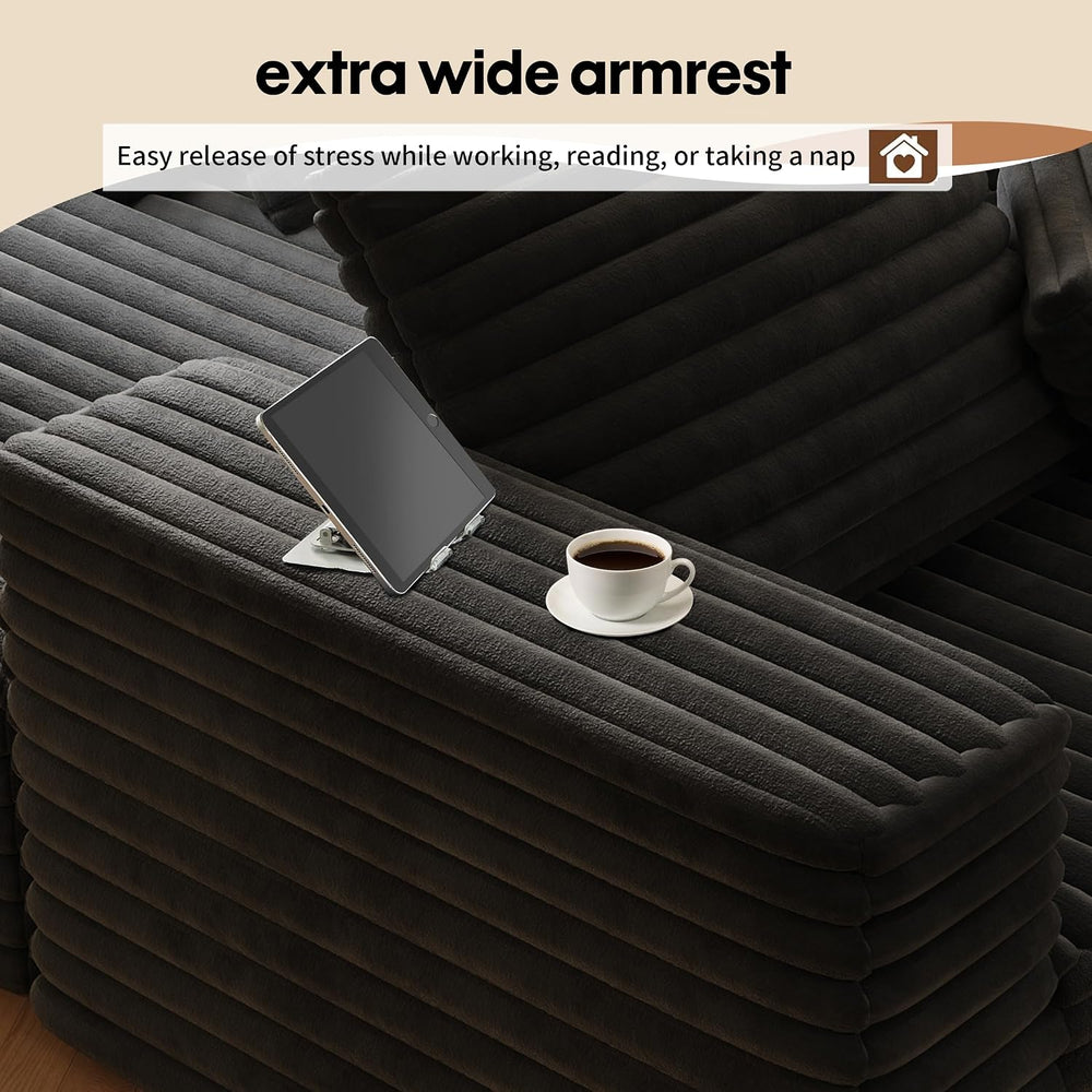 80” Oversized Double Lounge Chaise,Cloud Plush Sofa Bed,Upholstered Boneless ...