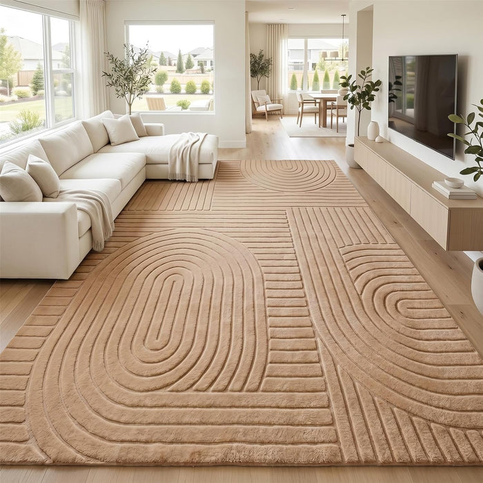 Brown Solid Area Rug 9x12 Large Washable Soft Rugs for Living Room