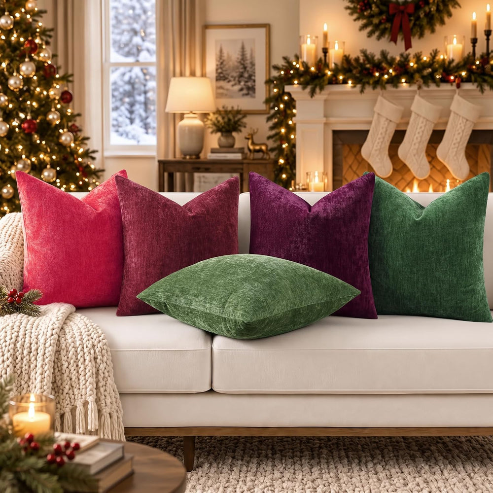 decorUhome Christmas Moss Green Throw Pillow Covers 24X24 Set of 2