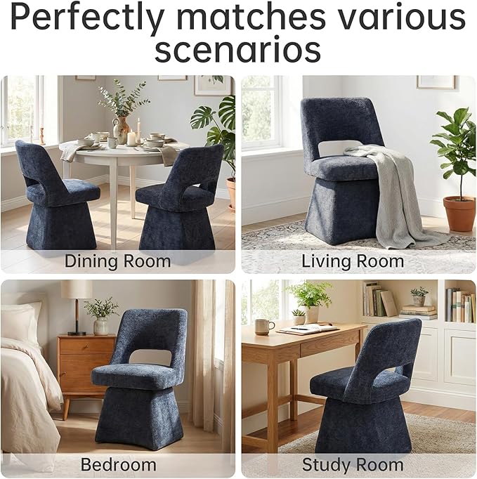 VKNOW Upholstered Swivel Dining Chairs Set of 2, Modern Dining Room Chairs wi...