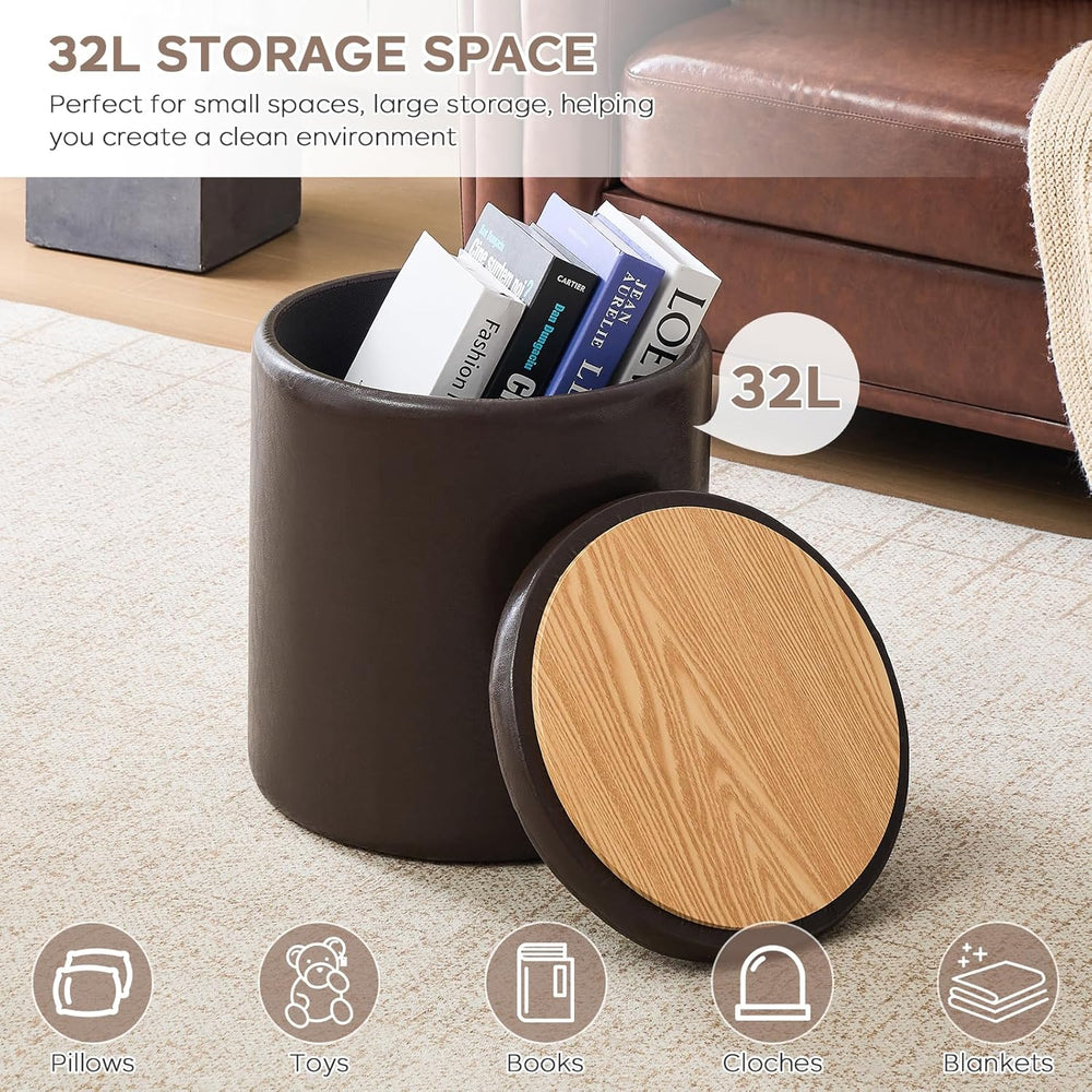 oakvivo Round Set of 2 14.76" L x 14.76" W x 17.32" H Faux Lea...