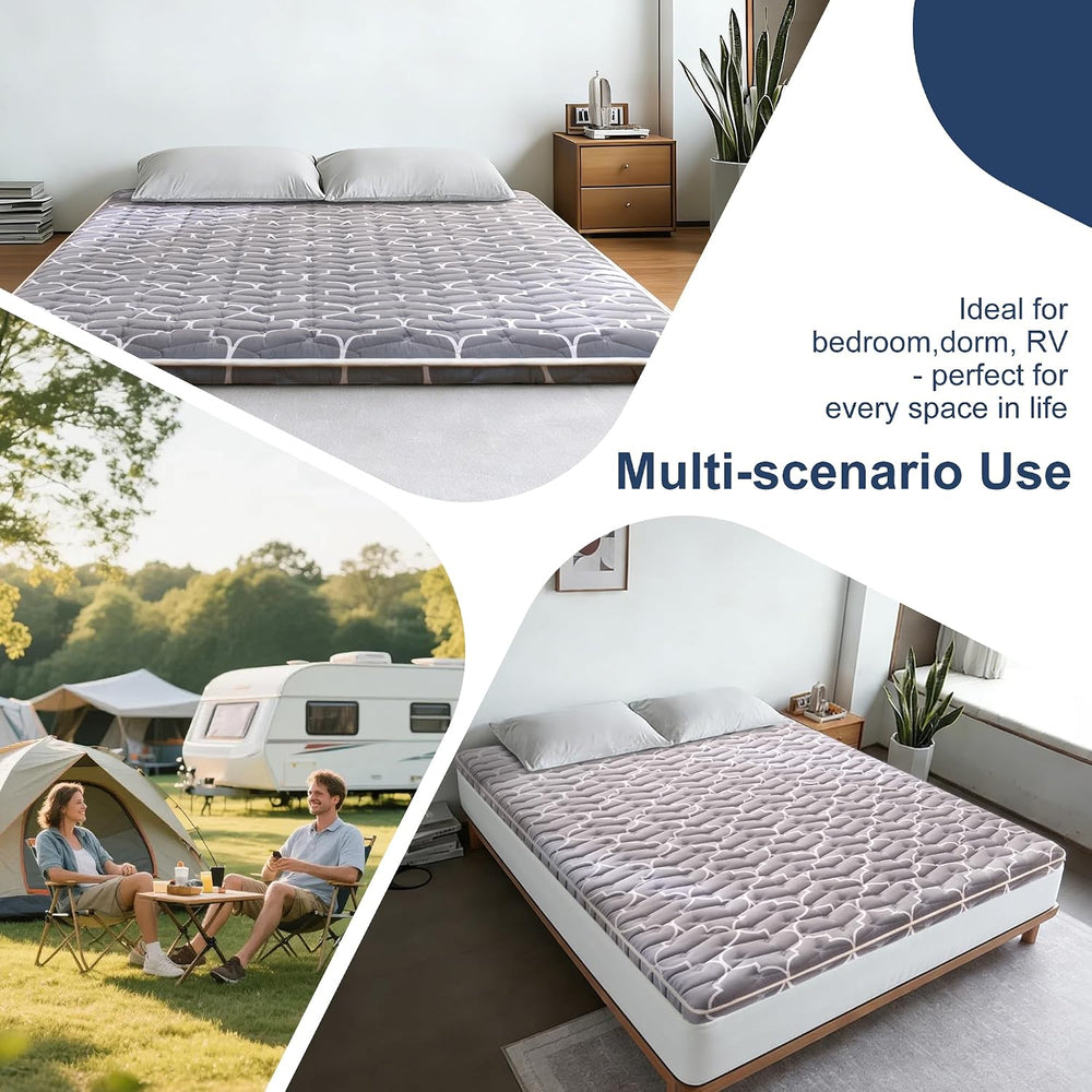 6th Generation Japanese Floor Futon Mattress - Extra-Thick 9-Layer Modern Fut...