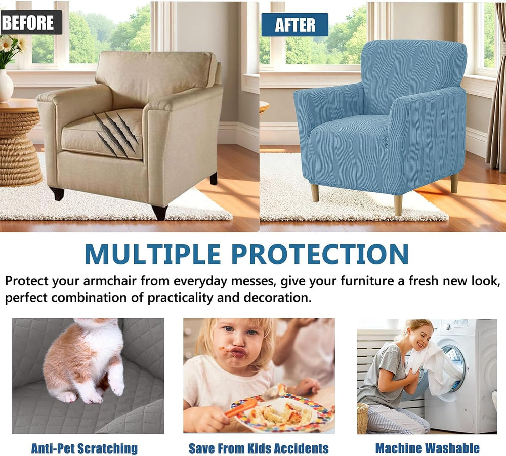KRFOONN Chair Covers with Arms Armchair Slipcover for Living Room,2PCS, T12