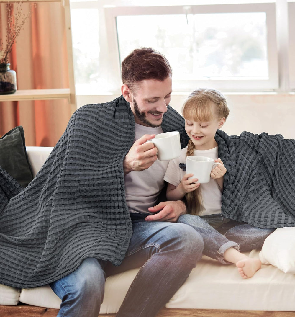 Utopia Bedding 100% Cotton Waffle Blanket Queen Size Charcoal, 90x90 Inch