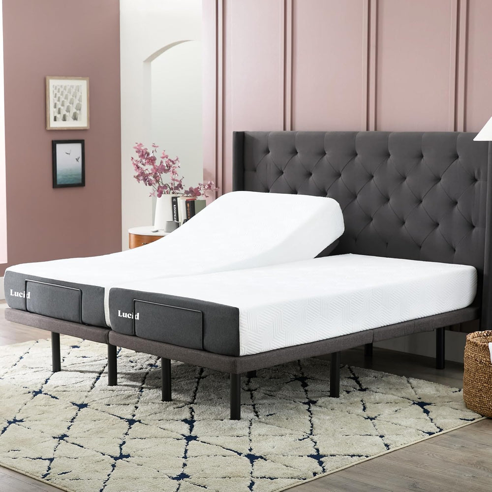 LUCID L300 Adjustable Bed Frame with USB Ports, Remote, Twin XL Size
