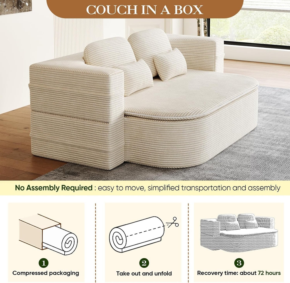 Antetek Convertible Sleeper Sofa, Modern Folding Futon Corduroy Floor Foam Co...