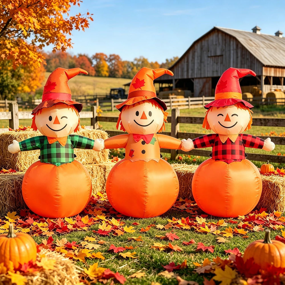 DomKom 6ft Fall Outdoor Inflatable Scarecrow Decoration, Halloween Thanksgivi...