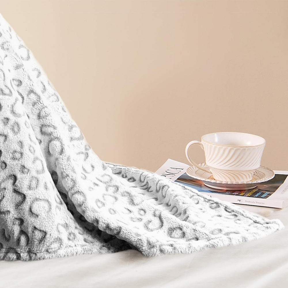 PLEASANT BOULEVARD | Leopard Throw Blanket Fleece, Premium Lightweight Cozy W...