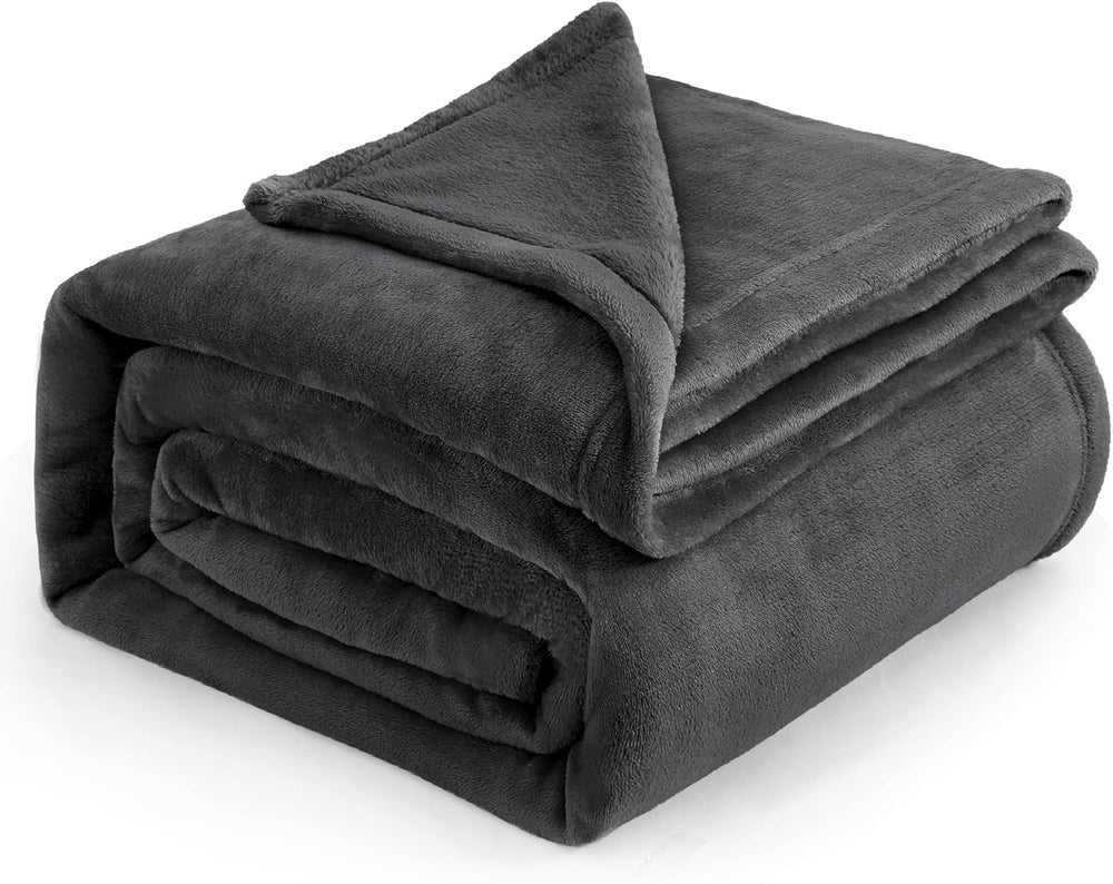Bedsure GentleSoft Fleece Blankets Queen Size Dark Grey - Bed Blanket Soft Li...