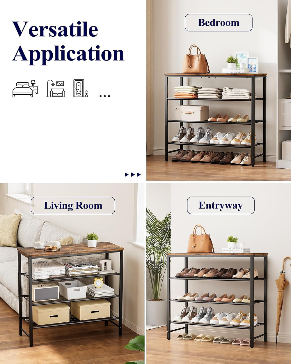 Kitsure Shoe Rack for Closet, Shoe Storage, 29.5" Wide - 4 Tier, Brown |...
