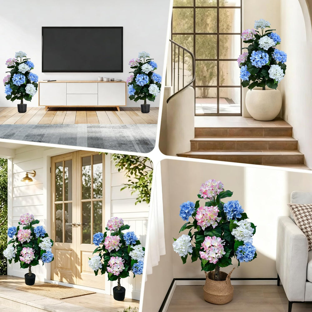 3FT Artificial Hydrangea Tree in Pot, Faux Flowering Plant